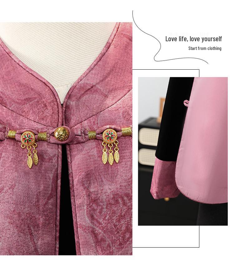 Mom's Spring Golden Velvet Suit: Middle-Aged & Elderly Women's Tang Vest & Top - New Spring/Autumn Style