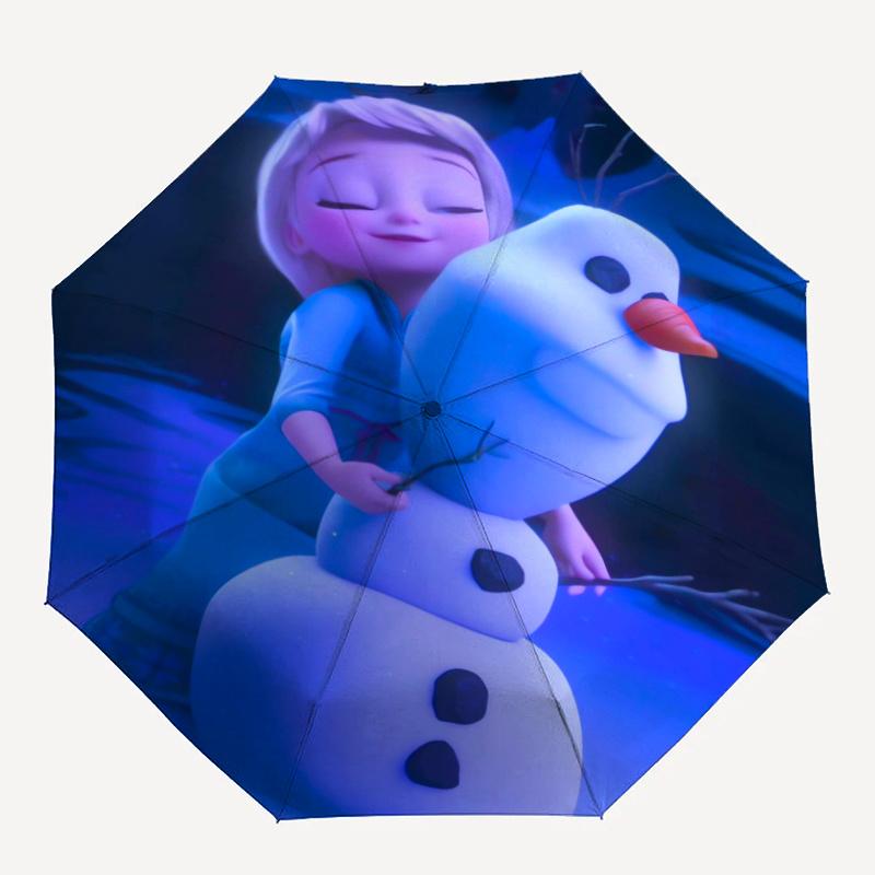 Elsa & Olaf Snowman Automatic Open/CloseUmbrella-CuteUmbrella with Cute Design, Portable 3-Fold Compact Umbrella for Men & Women, Valentine'