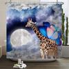Cartoon Animal Shower Curtain, Bathtub, Bathroom Waterproof Partition Decorative Curtain, With 12 Hooks Can Be Customized