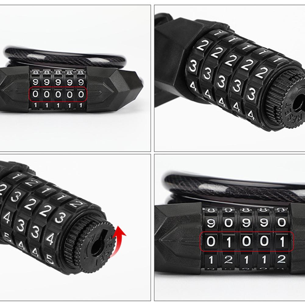 Bicycle Safety Lock Bike Motorcycle AntiTheft Elasticity Lock 5 Digits Combination Password Road