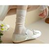 Women Socks Lolita Sweet Girls Middle Tube Socks Hollow Out Mesh Thin Breathable Solid Color Black White Gray Loose Long Socks