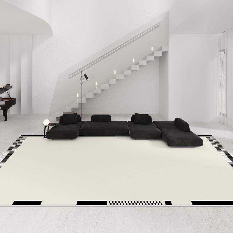 Neuer 2024 Schwarz-Weiß Wasserdichter Schlingen-Velourteppich - Stilvolles, von Düften inspiriertes Design für Wohnzimmer oder Schlafzimmer