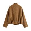 2026 Spring New European and American Cross-border Women's Clothing Suede Texture Effect Wrap Jacket W09 12047