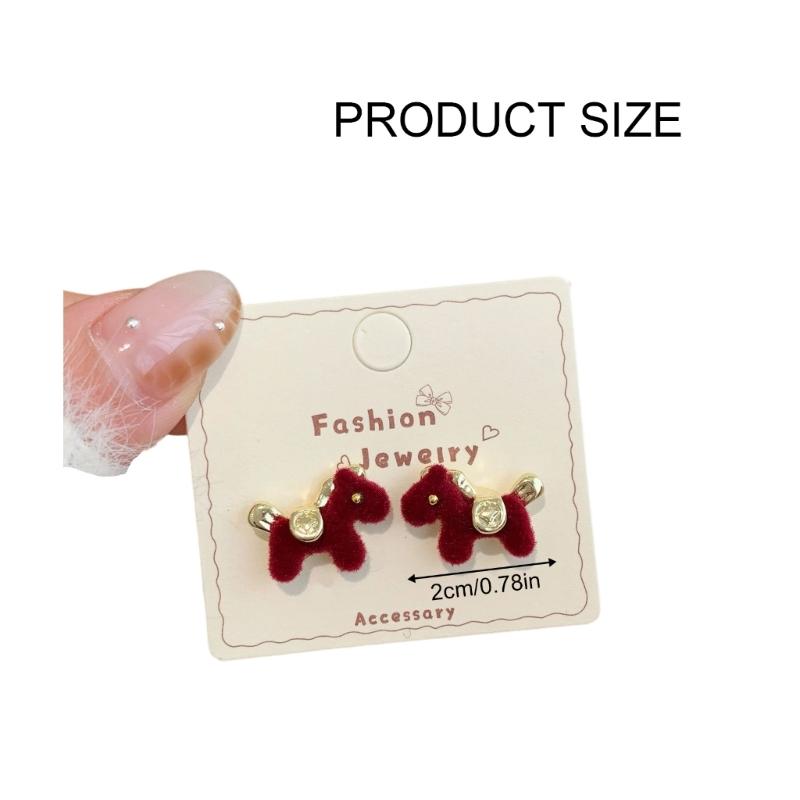 Unique Horse Shaped Flocking Earrings For Women Fashion Jewelry Comfortable Wear Accessories Stylish Gift Present
