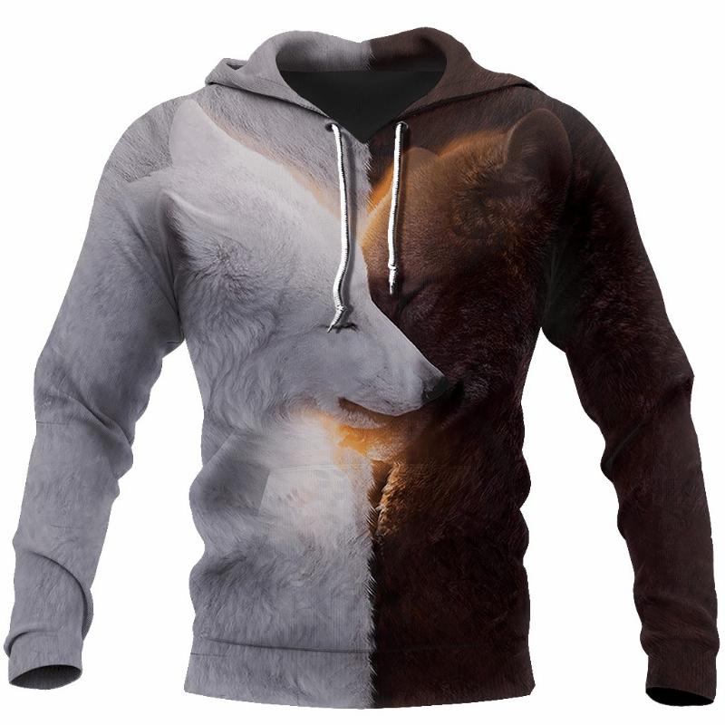 New Graphic Lion Men's Fashion 3D Print Hoodie Streetwear Hoodies Long Sleeve Hooded Front Pocket Spring Sweatshirt