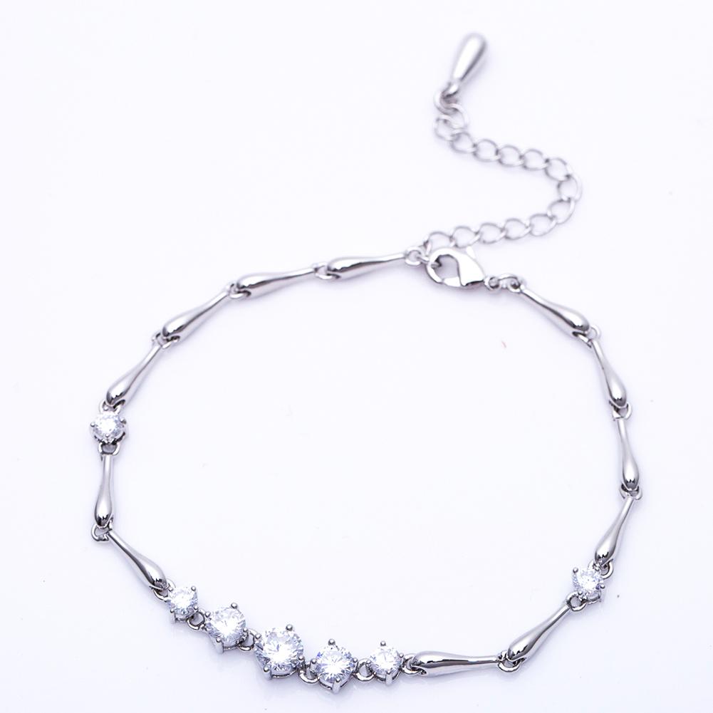 Women Simple Gradient Round Zircon Bracelet Stylish Hand Chain Ornament