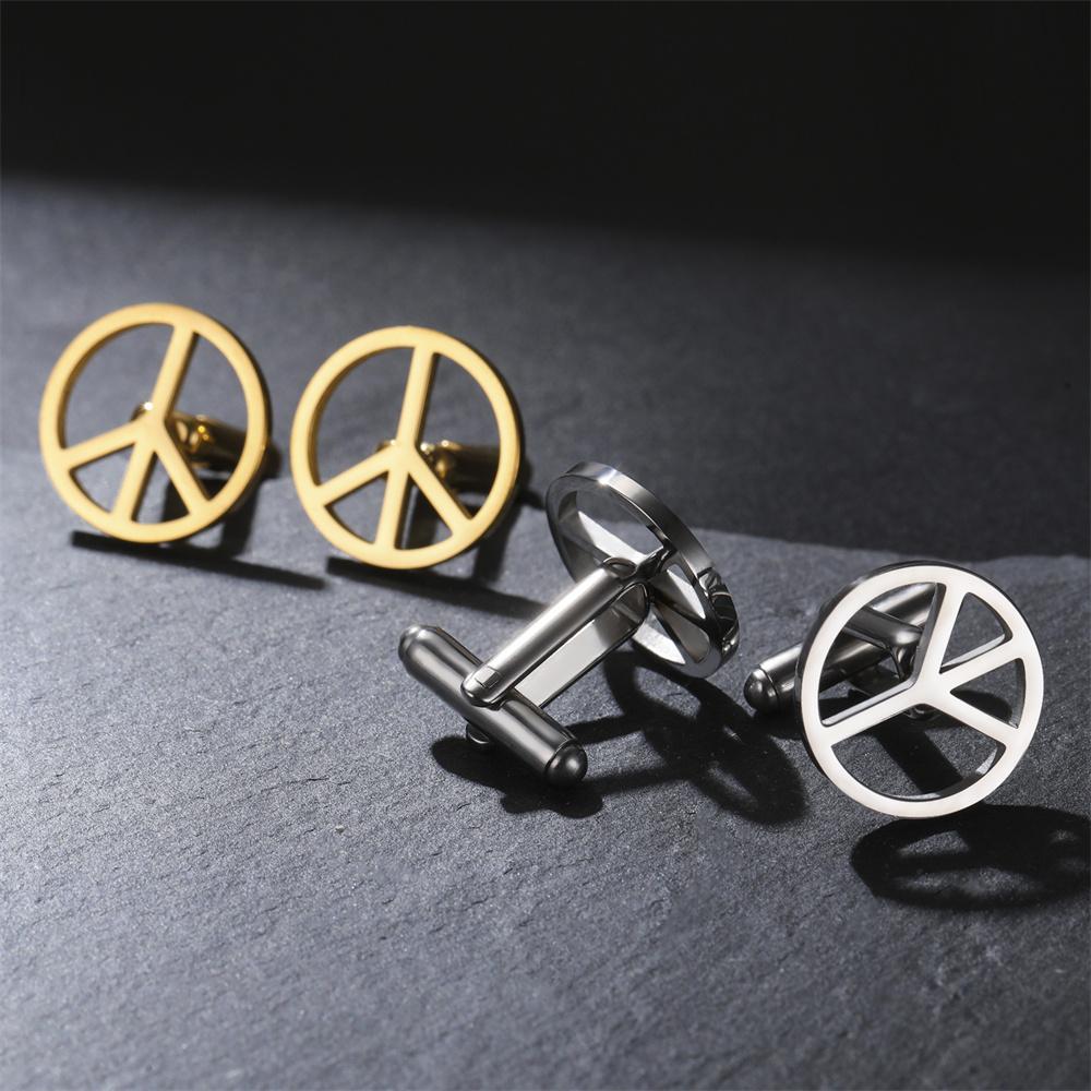 My Shape Peace Sign Cufflinks Stainless Steel Cufflinks Men Classic Cuff Buttons Wedding Business Shirt Suits Fashion Jewelry