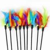 Funny Kitten Cat Teaser Interactive Toy Rod with Bell and Feather Toys for Cats Teaser Interactive Toy Rod Pet Cats Toys Stick