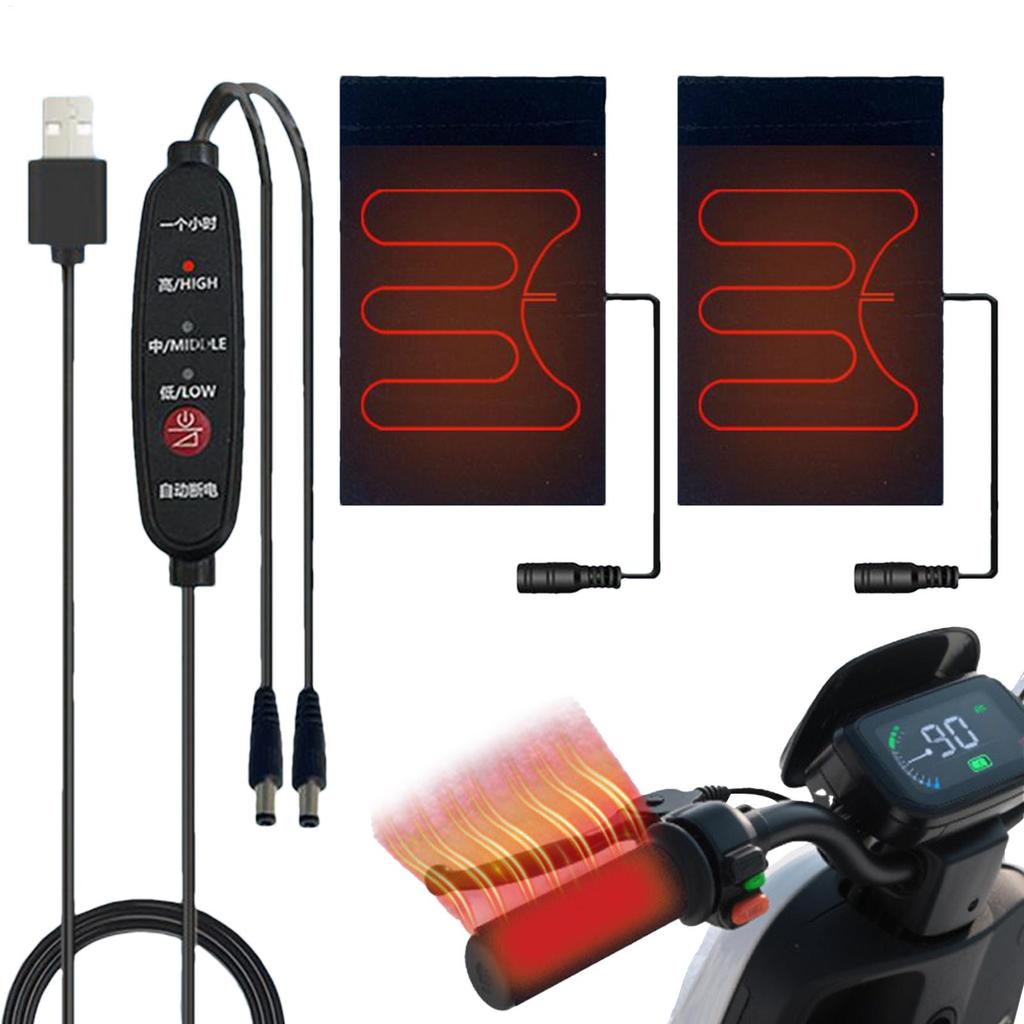 Motorcykel USB Uppvärmda Styren 3-stegs Temperaturkontroll Snabb Uppvärmning Icke-förstörande Självhäftande Installation Värmare