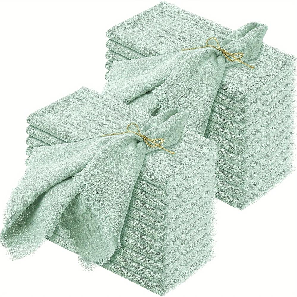 set of 10 Gauze Cotton Cloth Napkins 32x32cm Fabric Wedding Decor Everyday Use Dinner Tea Towel Table Village  Christmas Napkins