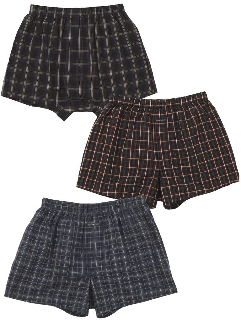 Kaituck Family G-HOUSE Hängematten-Trunks, 100% Baumwolle, 3-teiliges Set, Unterwäsche, Karomuster, Allover-Druck, Größen M, L, LL (L, Karomuster)