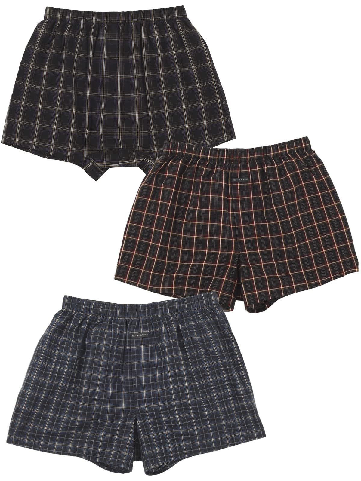 

Kaituck Family G-HOUSE Семейные боксеры, 100% хлопок, набор из 3 штук, нижнее белье, клетка, принт по всей поверхности, размеры M, L, LL (L, Клетчатый)