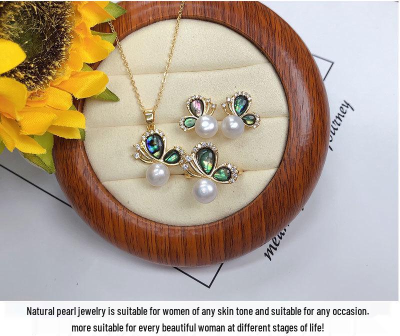 Stylish Women's Natural Freshwater Pearl Pendant, Ring, and Earring Set