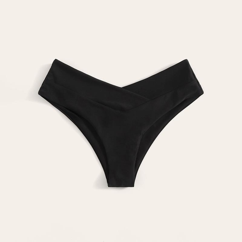 TS JYL-SW003 Solid High-Waist Bikini Bottom, Sexy Slim Fit Swimwear For Ladies