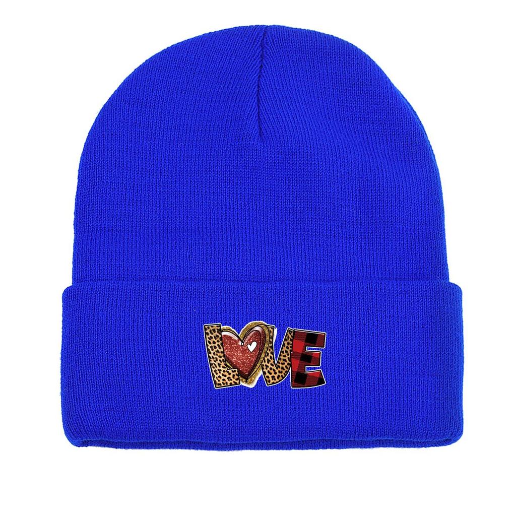 LOVE" Winter Knit Hat Beanie, Valentine's Day Skullies Beanies Windproof Slouchy Trendy Headwear Knitted Cap Beanie