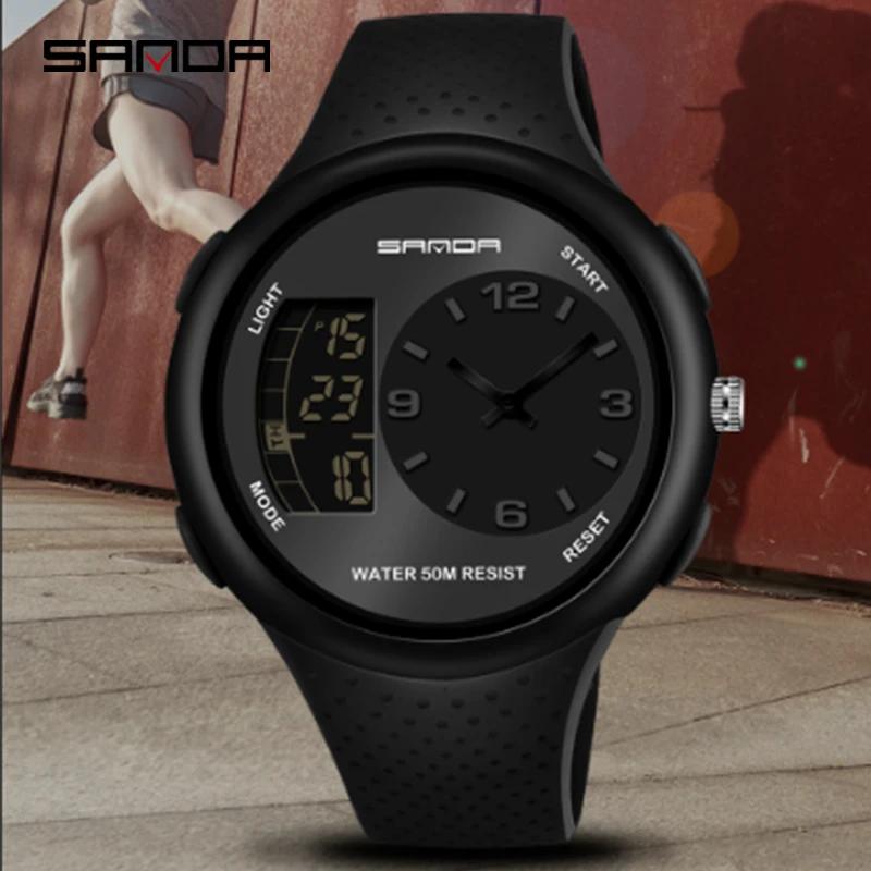 SANDA Digital Watch Men Military Army Sport Quartz Wristwatch Original Top Brand Luxury LED Waterproof Male Electronic Clock 763