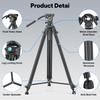 WEYLLAN VP5 Video 65 inches Professional Fluid 6kg Load Compatible with DSLR Cameras and Video Cameras Tripod, (approx. 165cm), Grade, Head,