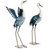Reiher Gartenstatuen, Stehendes Gartendekoration, Metall Garten Geschenk mit Erdspießen, Blau & Weiß