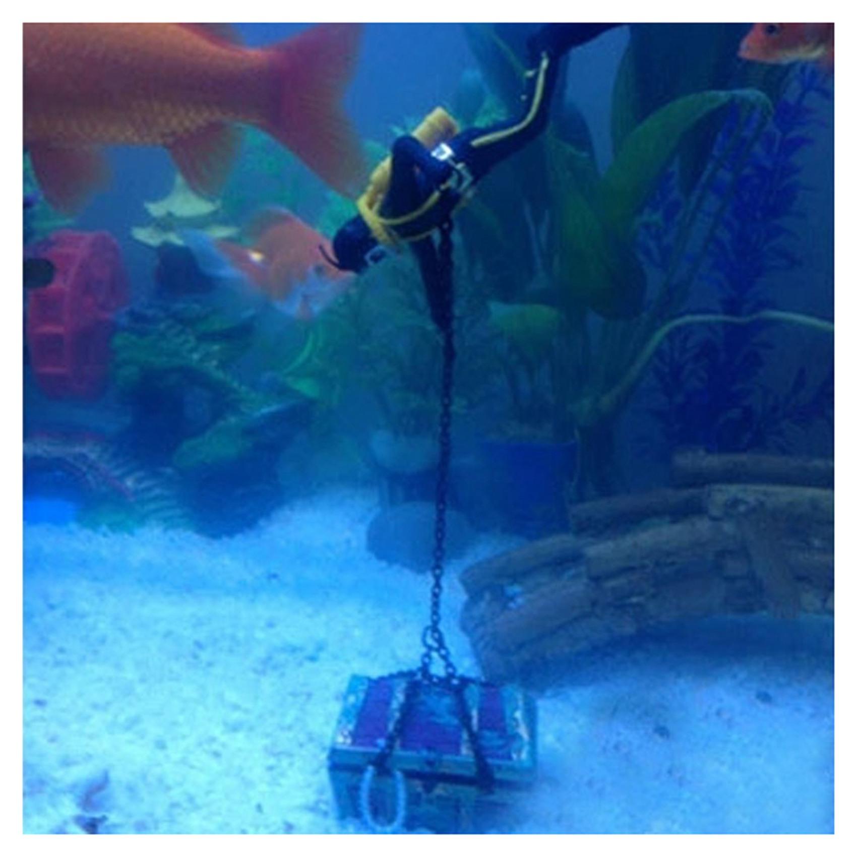 Good-2X Treasure Treasure Hunter Diver Decoration For Aquarium Fish Tank Orange
