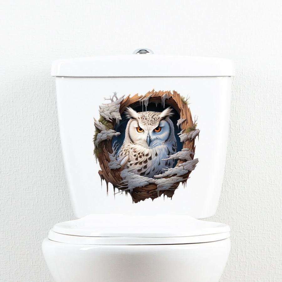 Creative 3D Various Cartoon Animal Toilet Lid Sticker Bathroom Wall Decal Home Decor