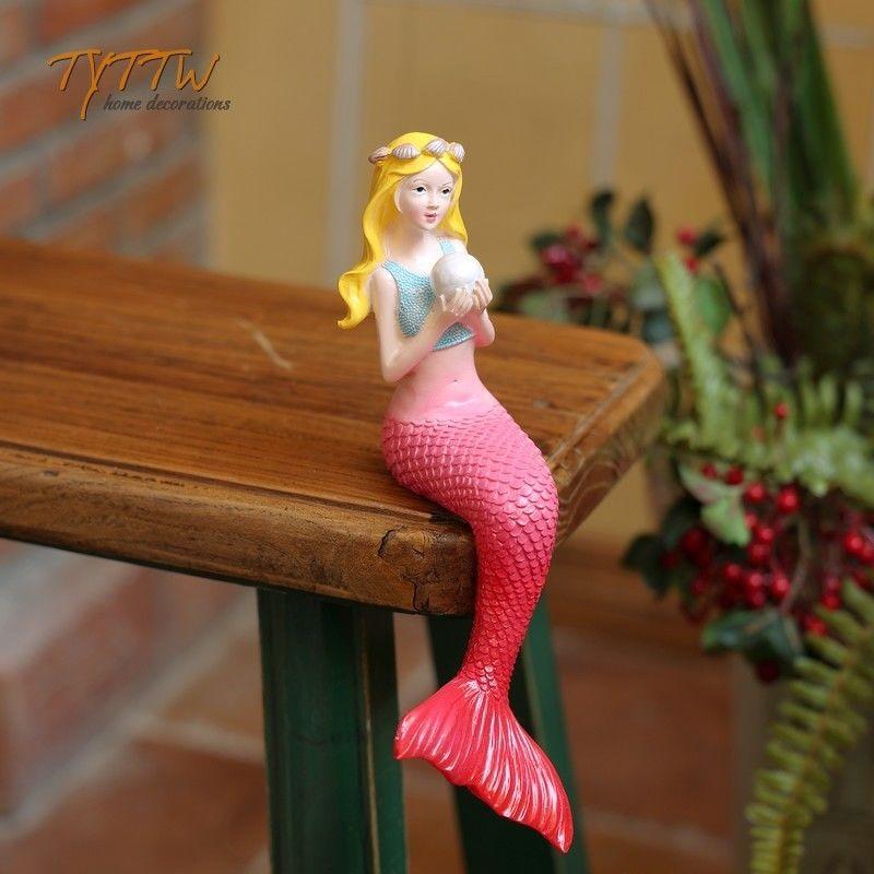 Fish tank landscaping Mermaid Garden Terrace Garden Decoration Desktop Home Resin Ornament Pool Balcony Decoration