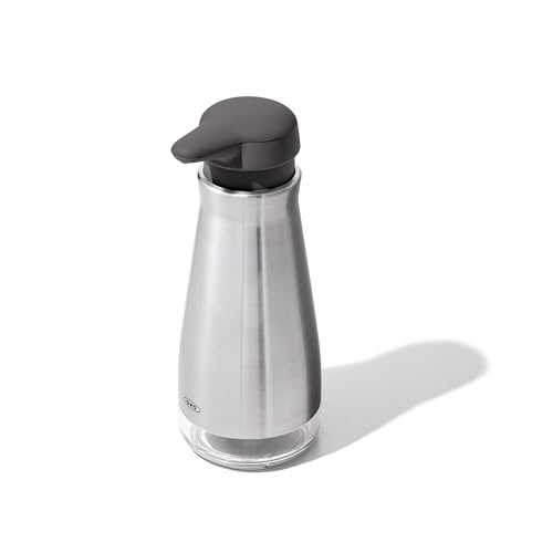 OXO Stainless Steel Soap Dispenser, 350ml, Silver, 75mm x 90mm x 195mm
