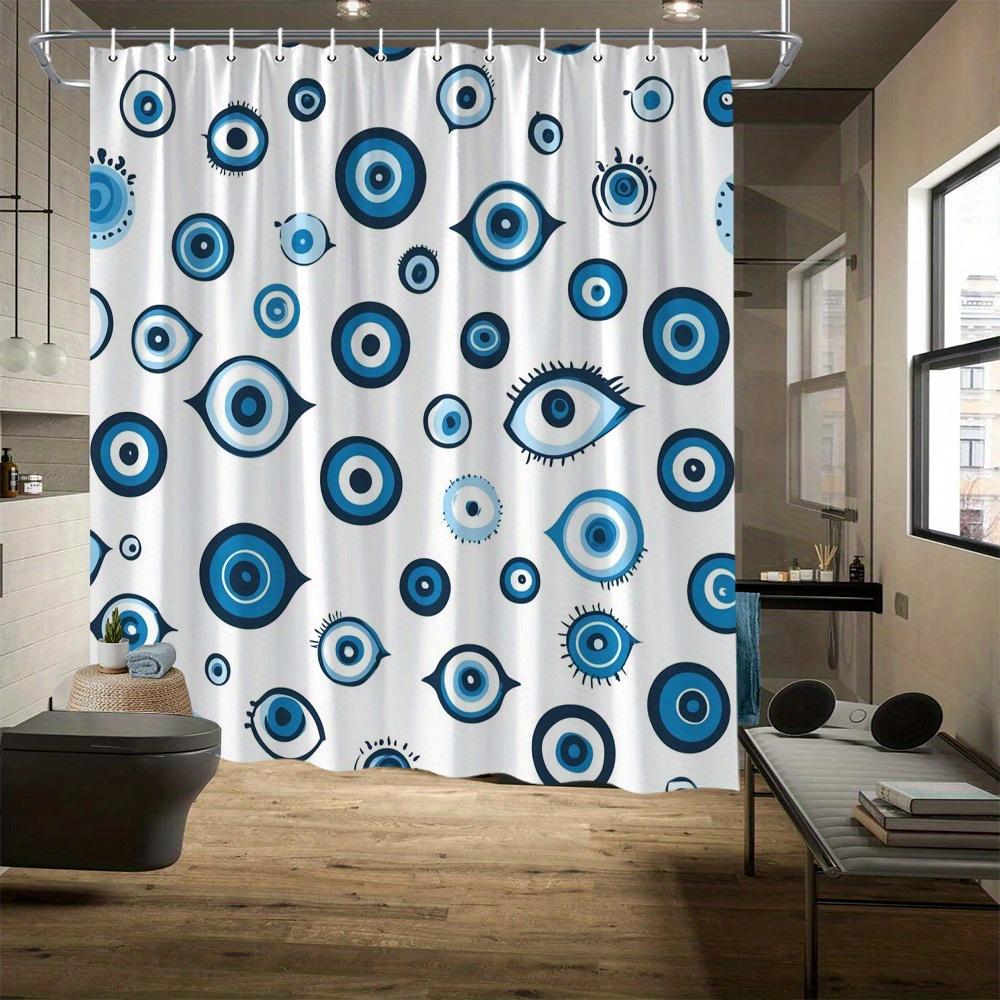 

Abstract Eye Pattern Shower Curtain – Blue & White Modern Design, Playful Art, 70.8X70.8In, Polyester, Includes Hooks W60H190(CM)-1 Pcs