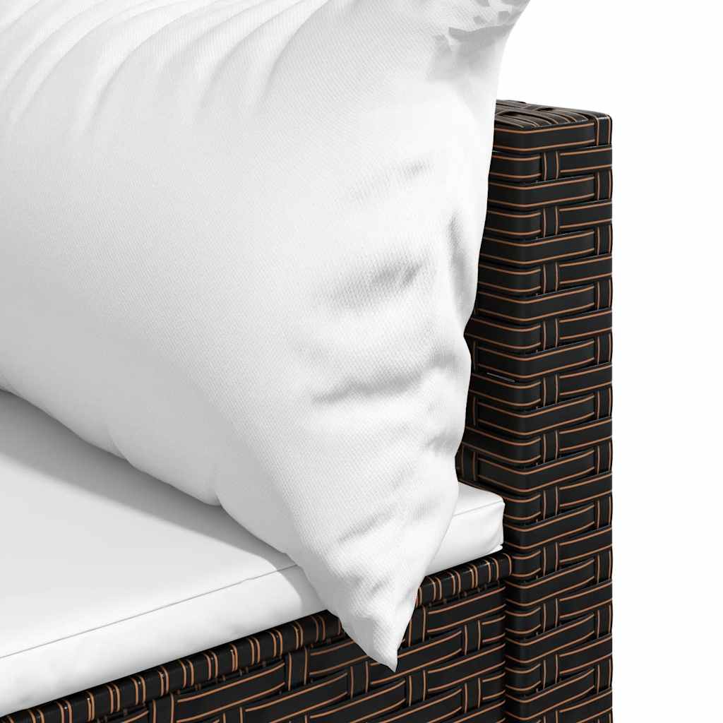 Garden Corner Sofa with Cushions Brown Poly Rattan