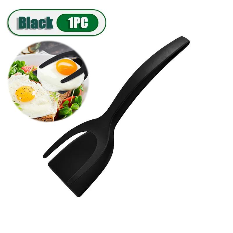 2 In 1 Nylon Grip Flip Tongs Egg Spatula Tongs Steak Spatula Tongs Clamp Pancake Fried Turners Kitchen Accessories