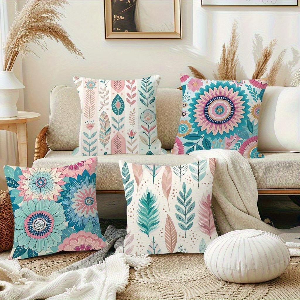 1/4pcs Floral Patterned Pillowcases for Cozy Decor Sofa Cushion Cover Home Bedroom Room Decoration
