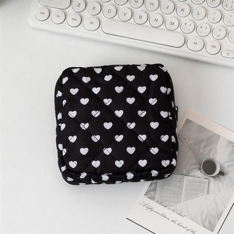 Sweet Bow Lattice Cosmetic Bag Large Capacity Travel Portable Girly Makeup Sanitary Napkin Storage Bag Clutch Bag Gift