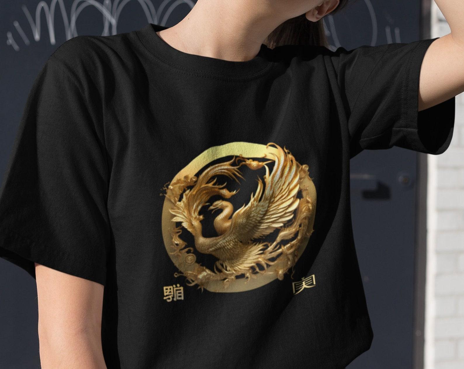 Golden Phoenix T-Shirt: Metallic Rebirth Motif L