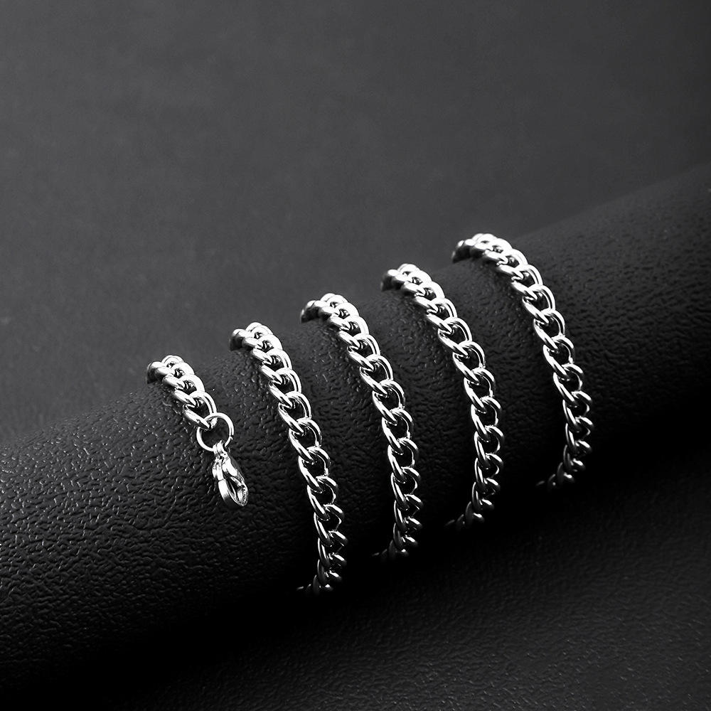Fashion Stainless Steel Chain Necklace Hip Hop Style Silver Waterproof Cuban Link Snake Rope for Party Men Women
