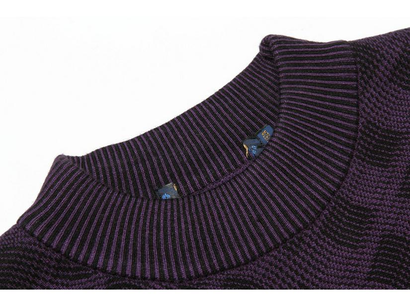 Brand Men's Autumn Round Neck Plaid Wool Sweater - Soft, Comfortable, Fashionable Pullover