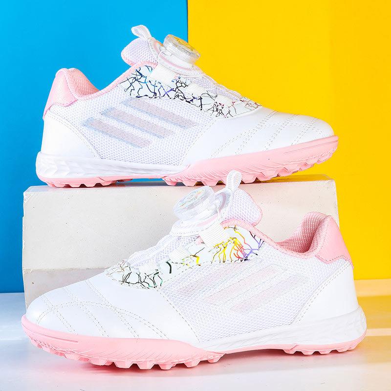 

Детские футбольные бутсы с вращающейся пряжкой, спортивная обувь для учеников начальной школы, TF, шипы, соревновательные тренировочные бутсы 30