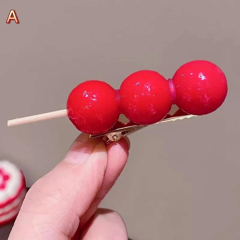 Sevimli Toka Yaratıcı Simülasyon Yiyecek Tokası Saç Aksesuarları Alıç Şekerlenmiş Alıç Yan Toka Komik Meyve Başlığı Kadınlar İçin