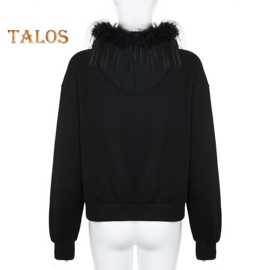 Casaco de inverno feminino com capuz de pelúcia, estilo high street, cardigan com zíper, capuz com bolsos com zíper, cor sólida, quente, solto, agasalho