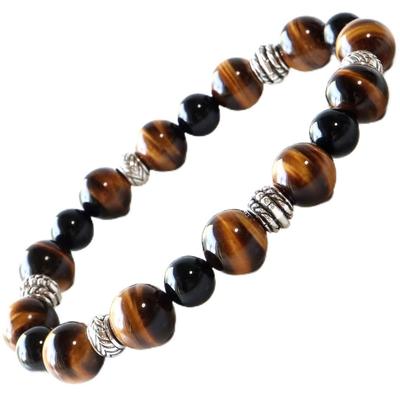 Natural Stone Power Stone Bracelet AAA Tiger Eye Onyx Accessory [GOLD STONE] Men's