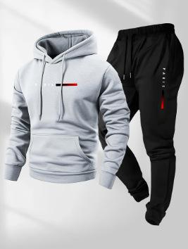 European Size Casual Fashion Unisex PARIS Lettered Print Hoodie and Drawstring Sports Set