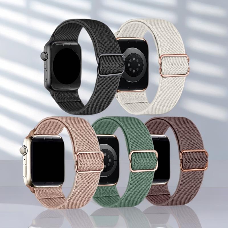 5Pcs Nylon Straps For Apple Watch Band  49mm 45mm 44mm 40mm 38mm For Women Men,Adjustable For Apple Watch Series 11 10 Ultra 3 2