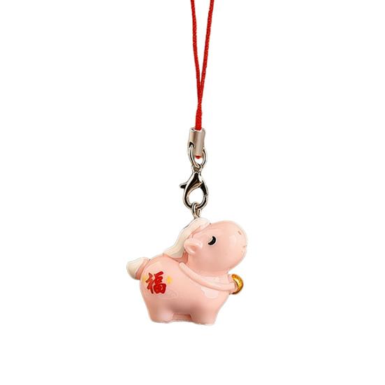 

Bag Pendant with High-Tenacity Red Lanyard Horse Charm Lucky Symbol Pendant Lightweight Car Hanger Ornament C