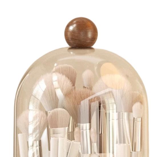 Scatola porta pennelli per il trucco, grande capacità, organizer a scomparti con coperchio trasparente, custodia girevole per pennelli e rossetti.