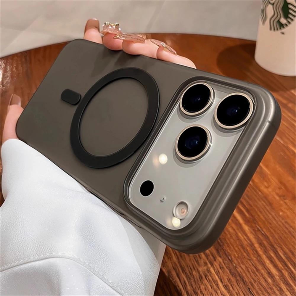 Luxury For Magsafe Wireless Charge Matte Phone Case For iPhone 17 Air 16 15 Pro Max Plus Magnetic Soft Bumper Transparent Cover