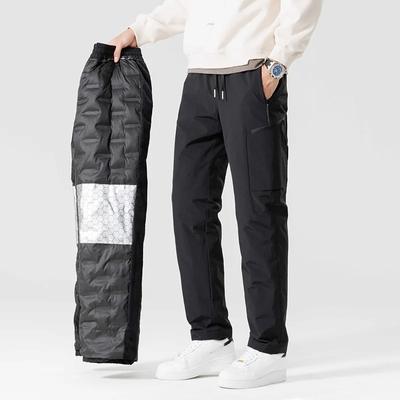Winter Warm Down Pants 90% White Duck Down Padded Straight Trousers Windproof Waterproof Snow Cold Thermal Outdoors Casual Pants