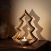 Versatile Holiday Party Supplies Christmas Tree Tea Light Candle Holder 3D Printed Hollow Wood Decorative Winter Home Ornament Tabletop for