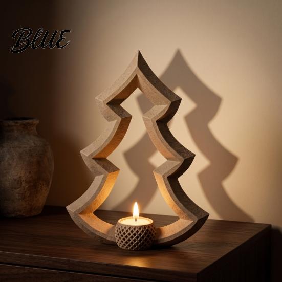 Versatile Holiday Party Supplies Christmas Tree Tea Light Candle Holder 3D Printed Hollow Wood Decorative Winter Home Ornament Tabletop for