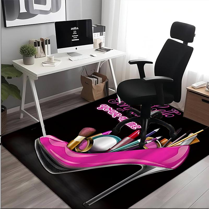 1PC Custom Name Glamorous Makeup Shoes Theme Floor Mat Ideal for Living Room, Game Rooms, Office, Bedroom,Floor Mat Playful Design