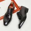 Men's Leather Shoes British Glossy Patent Leather Dress Shoes Retro Carved Square Head Oxford Shoes Banquet Wedding Shoes