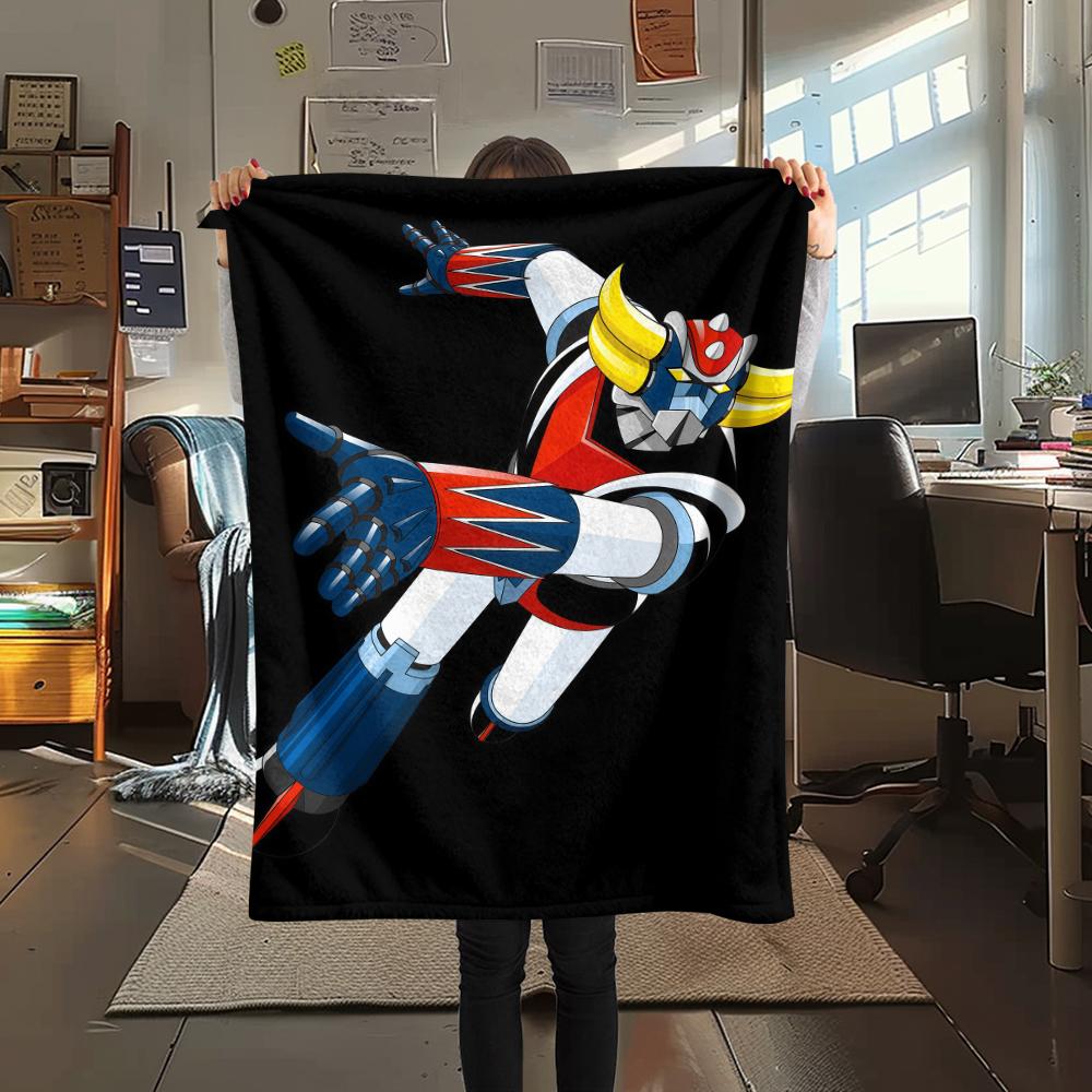 1PC Grendizer Goldorak Print Flannel Blanket, High quality Comfortable for All Seasons, Home Decor, Warmth and Comfort, Perfect for Christmas Gifts