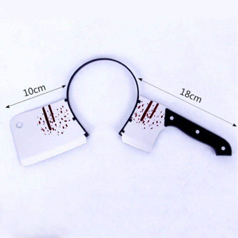 Halloween Horror Props Blood Fake Ax Saws Knife Headband Hair Hoop for Halloween Party Masquerade Mischief Props Decoration